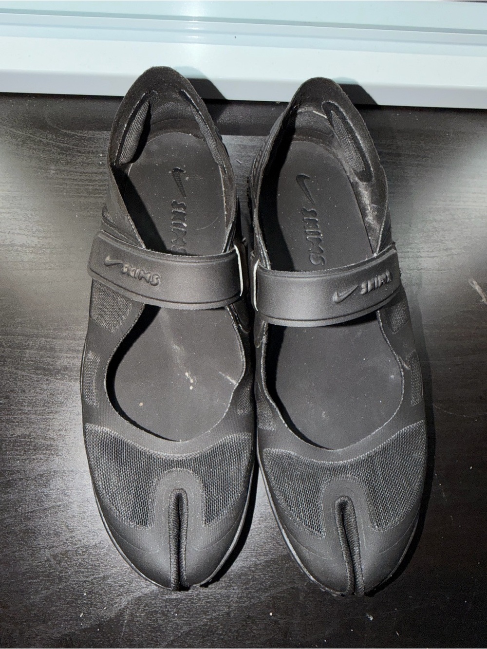 Nike Black Split-Toe Mary Jane Sandals